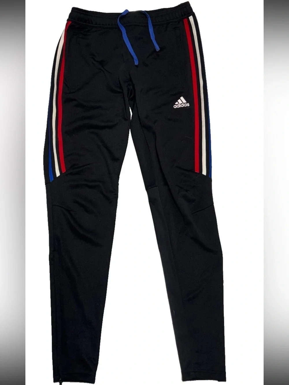 Adidas Tiro Climacool Mens SZ.XS Track Pants Red White Blue Stripes Zip Ankle